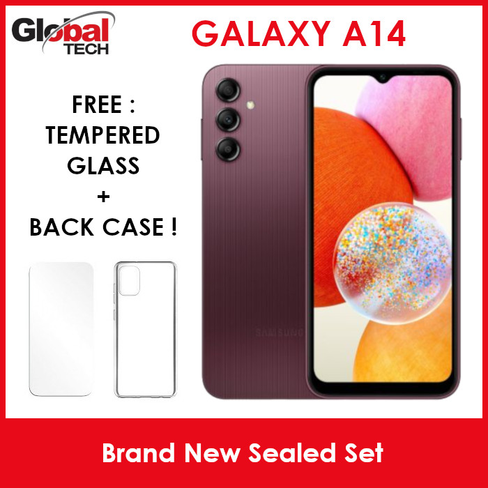 Samsung Galaxy A14 LTE / 128GB Rom + 6GB Ram (FREE : TEMPERED GLASS + BACK CASE)