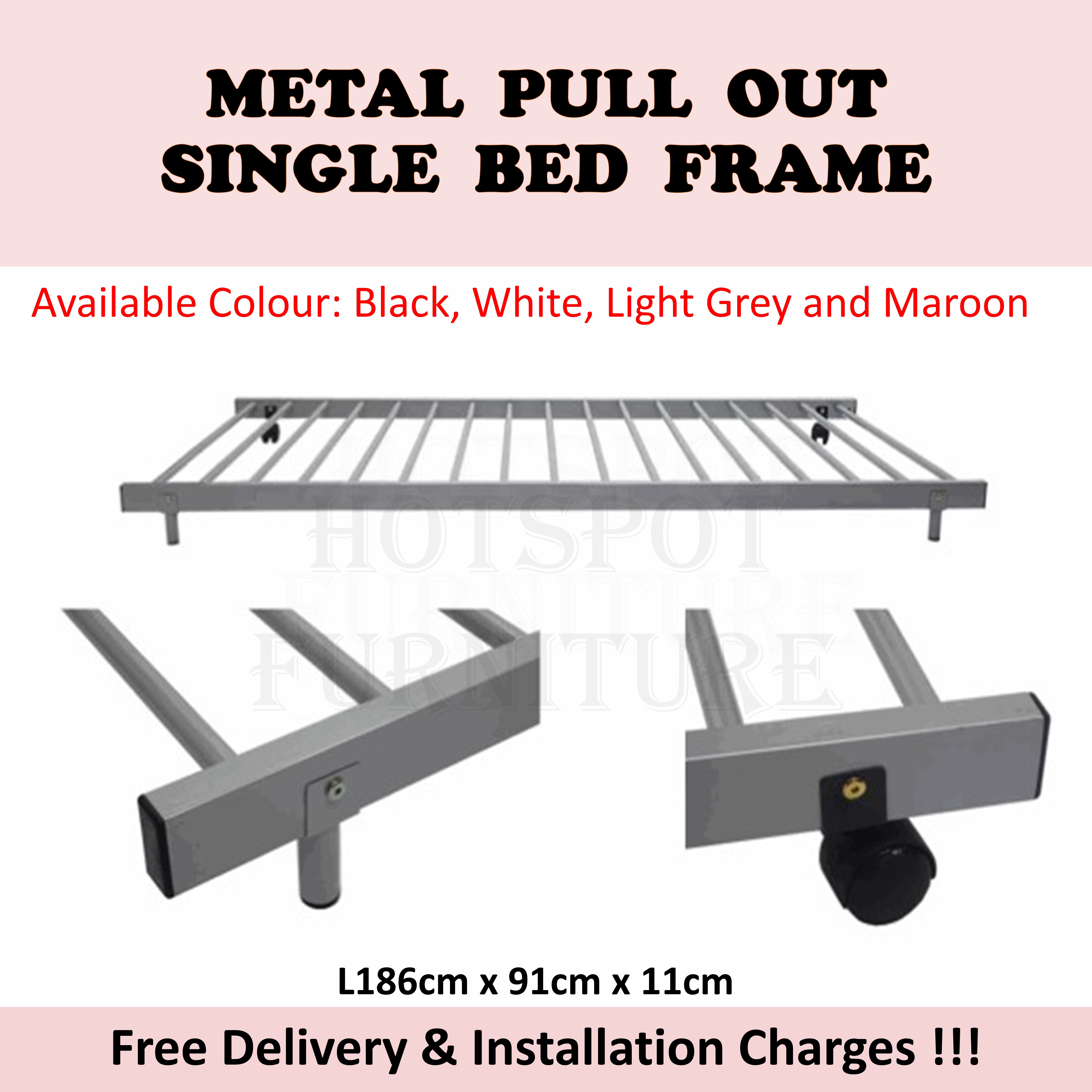 TRUNDLE Single Size Pull Out Bed In 4 Colors